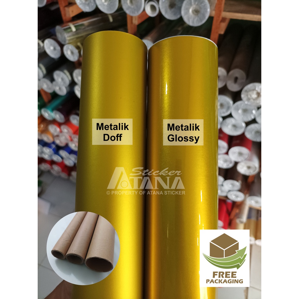 Skotlet Kuning Metalik Doff Glossy Scotlet Emas Gold Dop Gloss Metallic Satin Stiker Candy Paint Dec