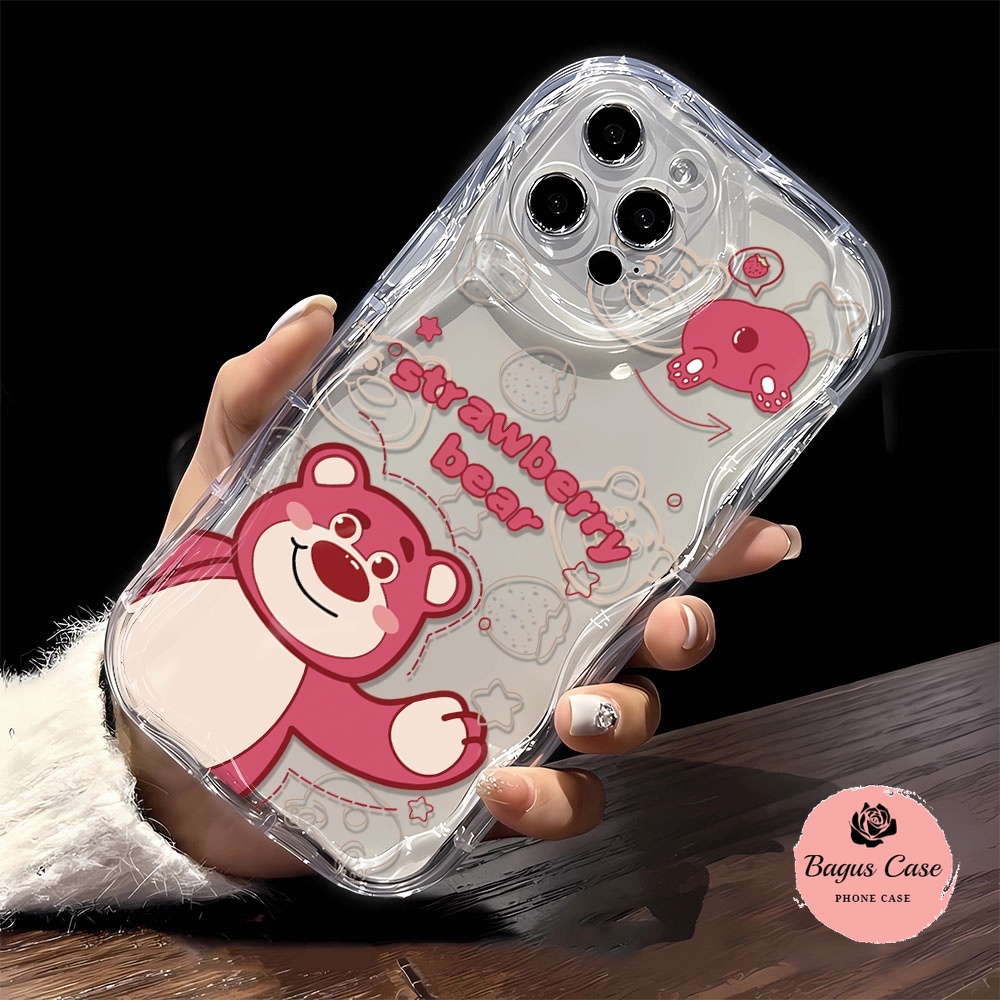 Casing ponsel silikon lucu beruang stroberi kartun cocok untuk Redmi A1 A2 9C 10C 12 12C Note 8 9 Pr