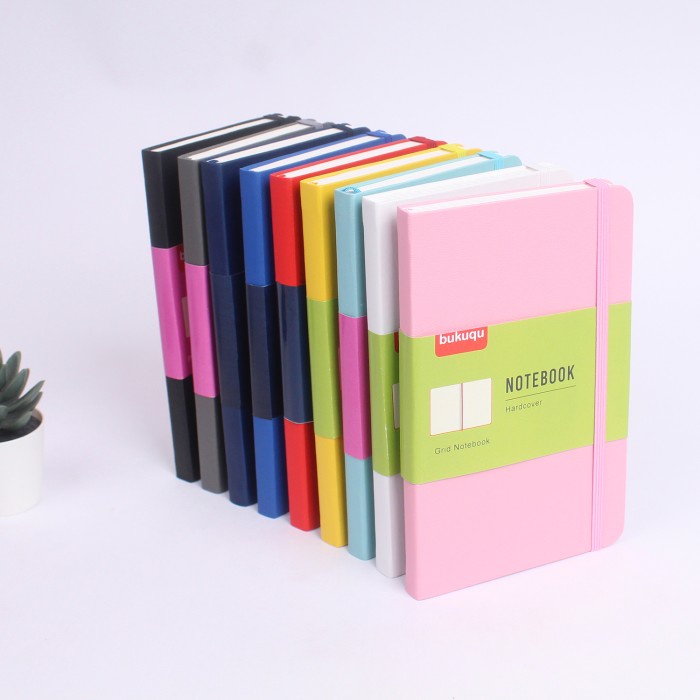

Classic Notebook #Leather - Bullet Journal by Bukuqu - Merah Muda, grid