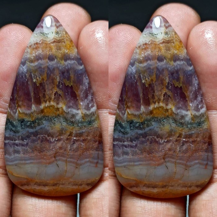 Natural Batu Akik Lumut Manakara Motif Gambar Kecubung Ungu Antik 12