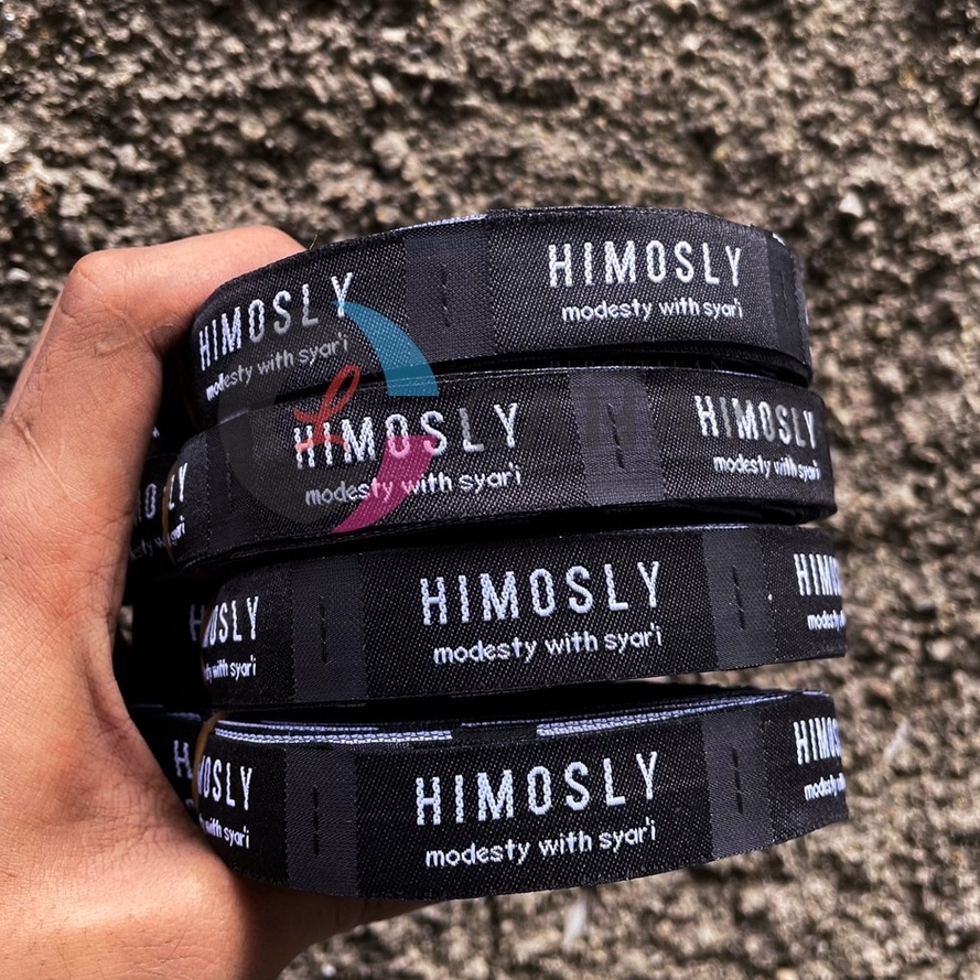 

1.5x5 cm woven damask, label rajut, label tenun, label hijab, kabel baju, label krudung