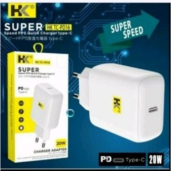 Adaptor Batok kepala Charger HK TC-PD16 type C 20W Power Delivery original