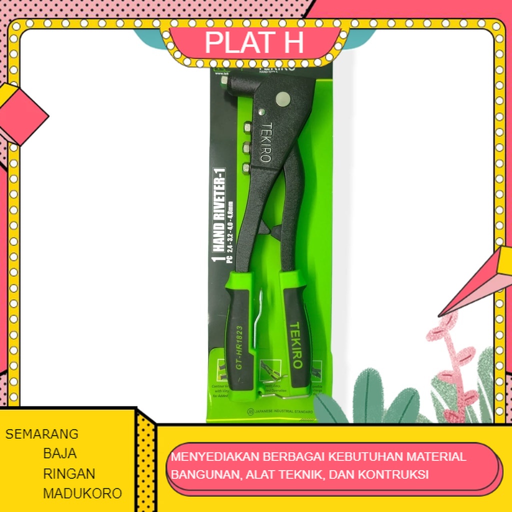 TEKIRO TANG RIVET HAND RIVETER 2.4, 3.2, 4.0, 4.8MM RIVET ADAPTER - TANG RIVET TEKIRO