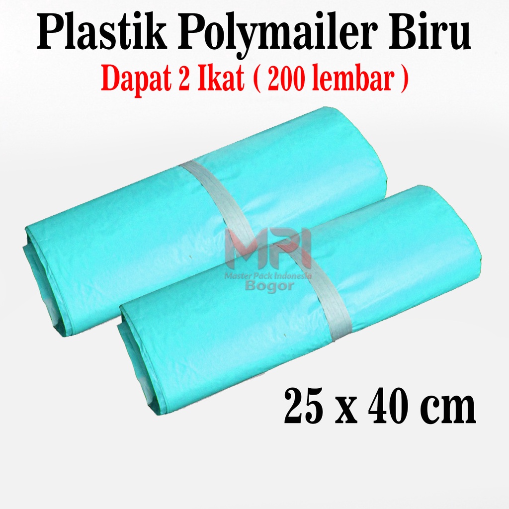 

2 IKAT ( 200 LEMBAR ) Plastik Polymailer Biru 25 x 40 cm - packaging Kantong Amplop - Master Pack Indonesia Bogor