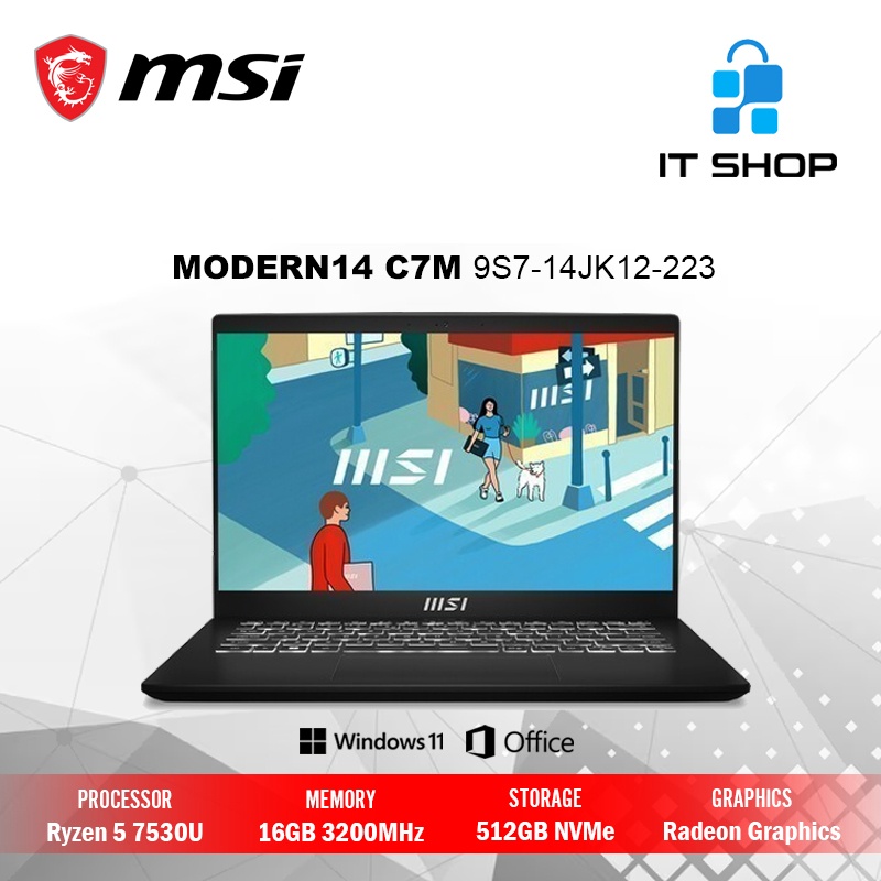 MSI Ryzen 5 Modern 14 C7M 9S7-14JK12-223 Black