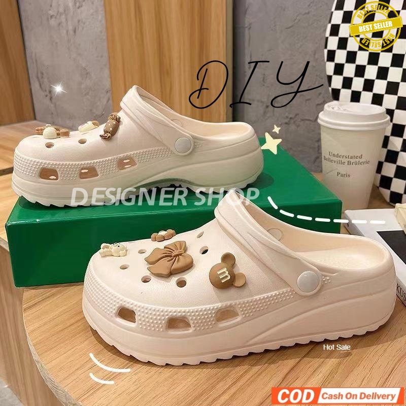 Sepatu Sandal Wanita Jelly Wedges Baim crocs Style
