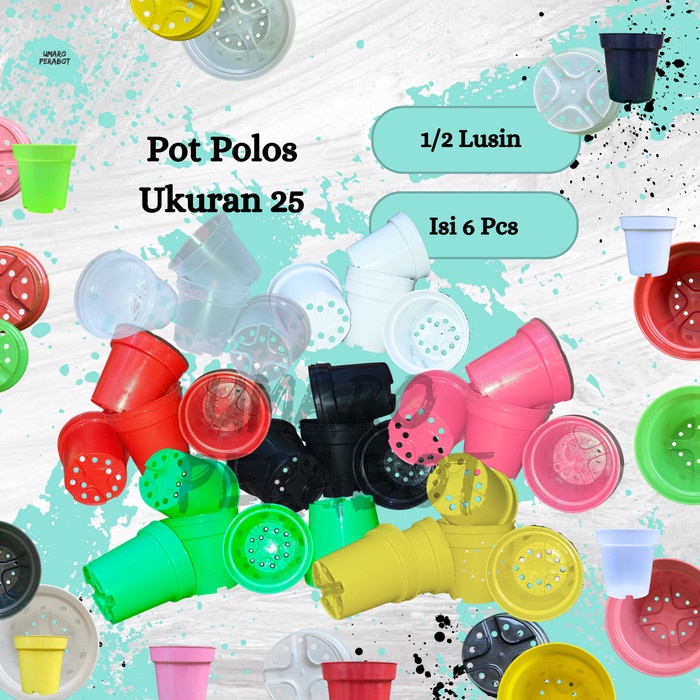GROSIR 1/2 Lusin Pot Polos Ukuran 25 / Pot Tinggi / Pot Srondol / Pot Tanaman / Pot Bunga / Pot Plas