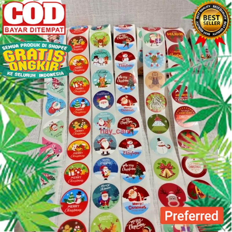 

(100pcs) Stiker Natal Stiker Merry Christmas Custom 2,5cm// KOSTUM NATAL / POHON NATAL / AKSESORIS NATAL / HARI NATAL