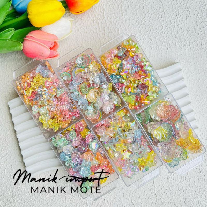 manik manik Manik Mote Pita Bintang Kerang Warna AB Mix (15gr) ~ diybluesky.id