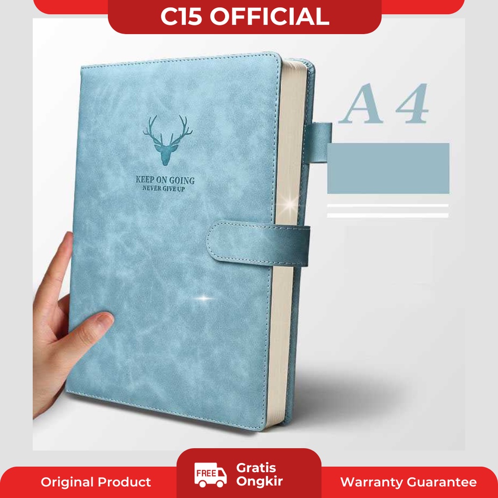 

C15 Tlevino Buku Catatan Harian Notebook Cover Kulit Magnetic Buckle A4