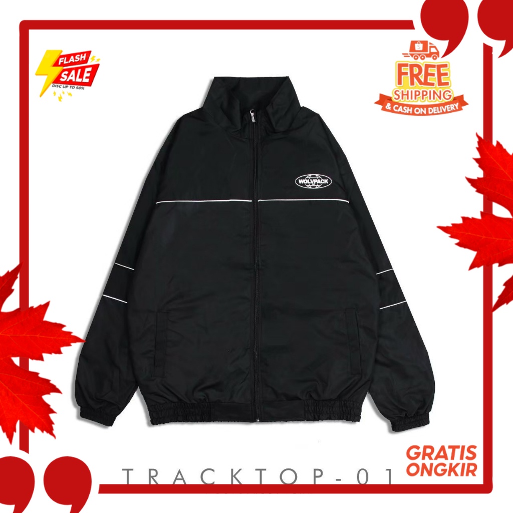 OUTFIT JKT48 TERBARU NEW ERA //TURUN HARGA  WOLV Jaket Tracksuit / Jaket Tracktop 01 Pria Wanita Par