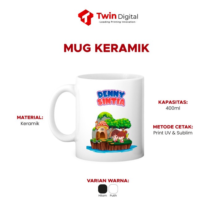 Hadiah Custom Mug Keramik UV Valentine Souvenir Gelas Cangkir Kopi - Putih Sublime, Template