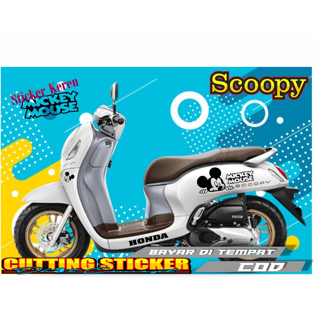 Stiker Scoopy Striping Scoopy Stiker Kartun Mickey Mouse Ngintip Cutting Sticker