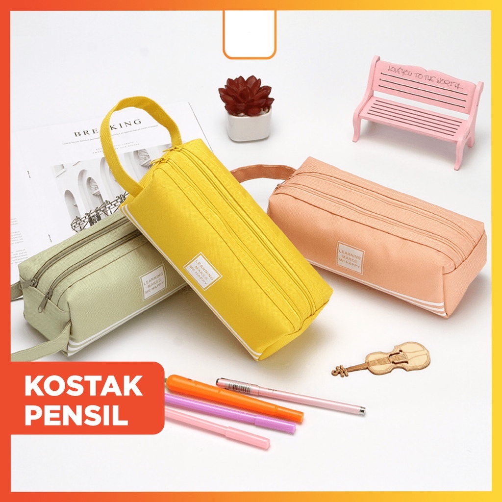 

Kotak Pensil Dan Stationery Dual Zipper / Dompet Pensil 2 Pouch / Kotak Pensil 2 Sisi
