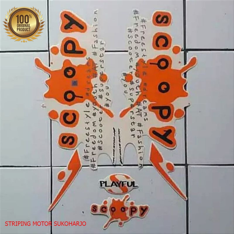 (ORI) Stiker Striping Motor Scoopy Playful 2017 CREAM  kualitas original