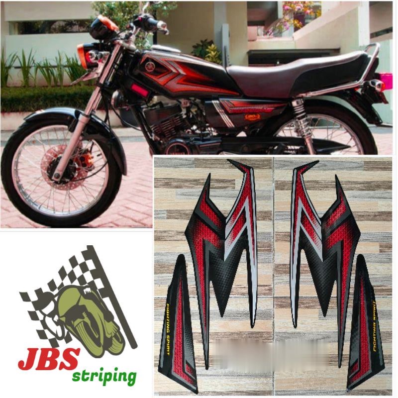 striping stiker  Yamaha rx king hitam merah tahun 2004 lis striping rx king