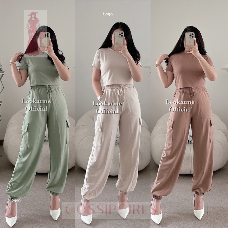GossipGirls - lookatmeofficial - Maurel Cargo Set - Setelan Atasan Jogger Cargo Wanita