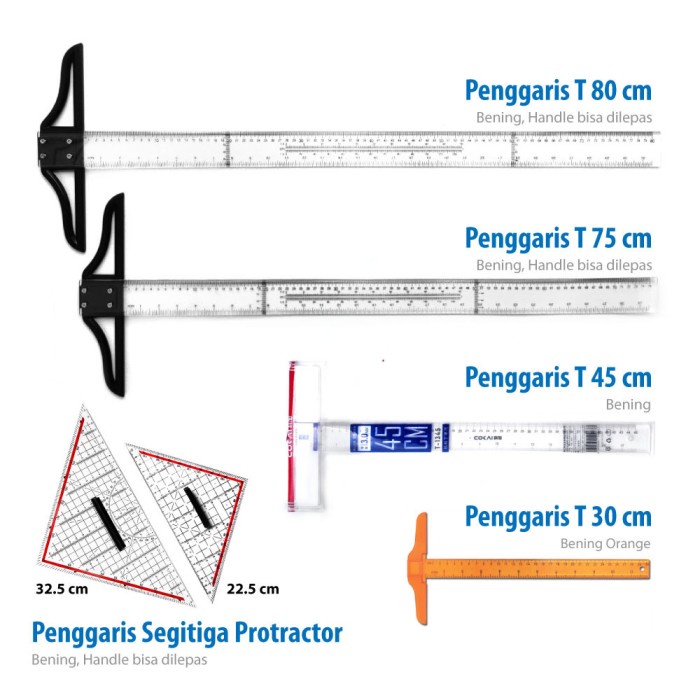 

Penggaris T, Mor Segitiga Meja gambar Drafting Arsitek bukan Rotring - T 30 cm