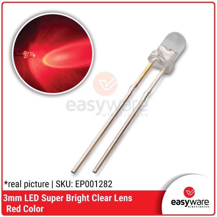 LED 3mm Super Bright Red 3mm LED Superbright Merah LED 3 mm Merah CO27