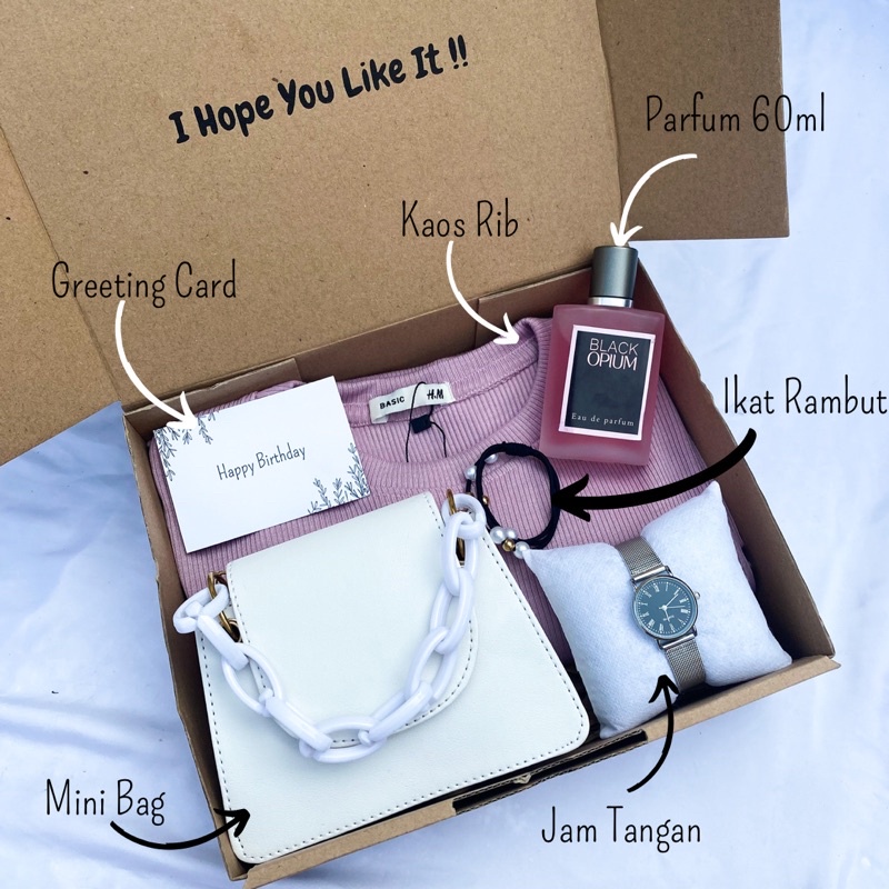 

[G3232]GIFT BOX CEWEK/KADO TAS CEWEK/KADO PACAR/KADO ULANG TAHUN/KADO KAOS WANITA/KADO ANNIVERSARY/KADO WEDDING/KADO VALENTINE/HAMPERS RAMADHAN/HAMPERS LEBARAN/HAMPERS IDUL ADHA