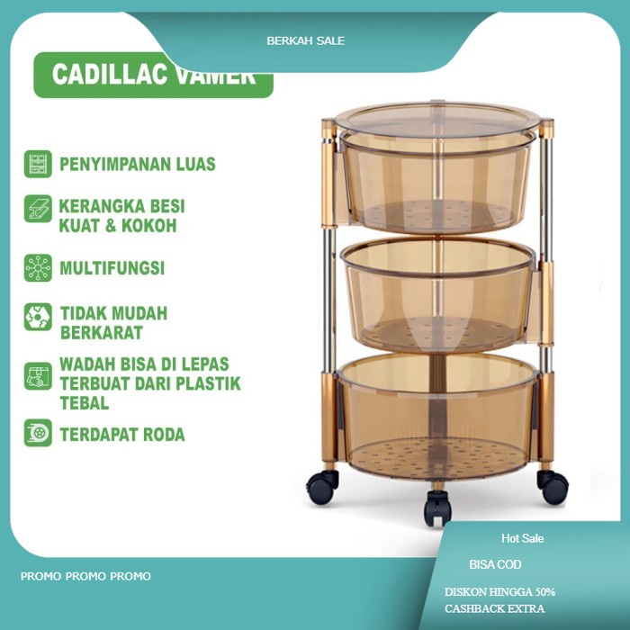 Cadillac Vamer Troli Serbaguna Rangka Besi Kokoh CDLC008 - 2 SUSUN, Abu-abu