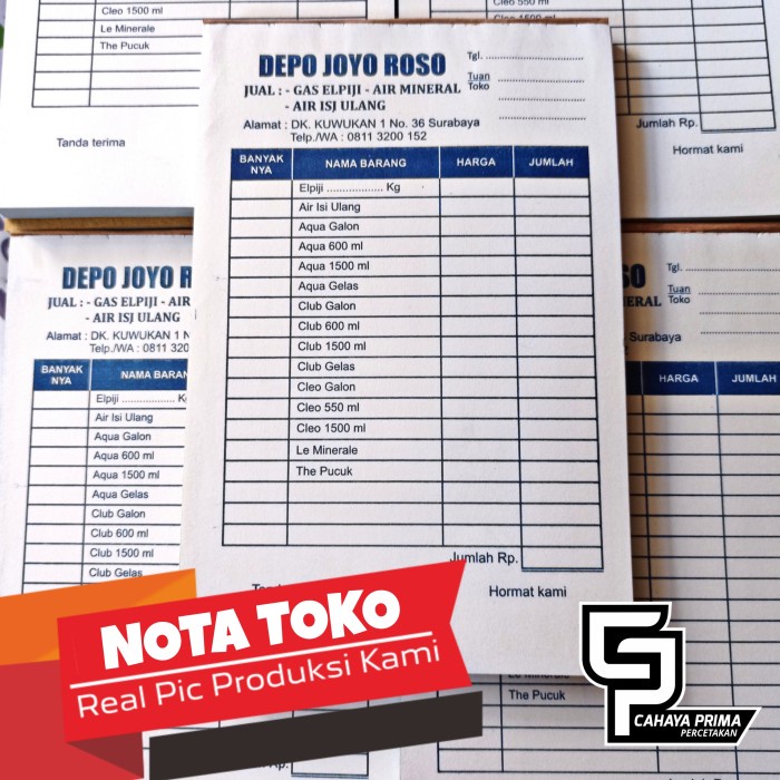 

Andma Nota custom 2 ply kertas NCR 1 rim - TANPA FINISHING