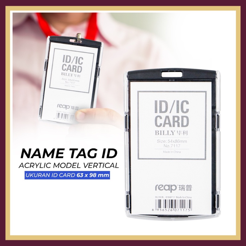 

Name Tag ID Acrylic Model Vertical - Hitam