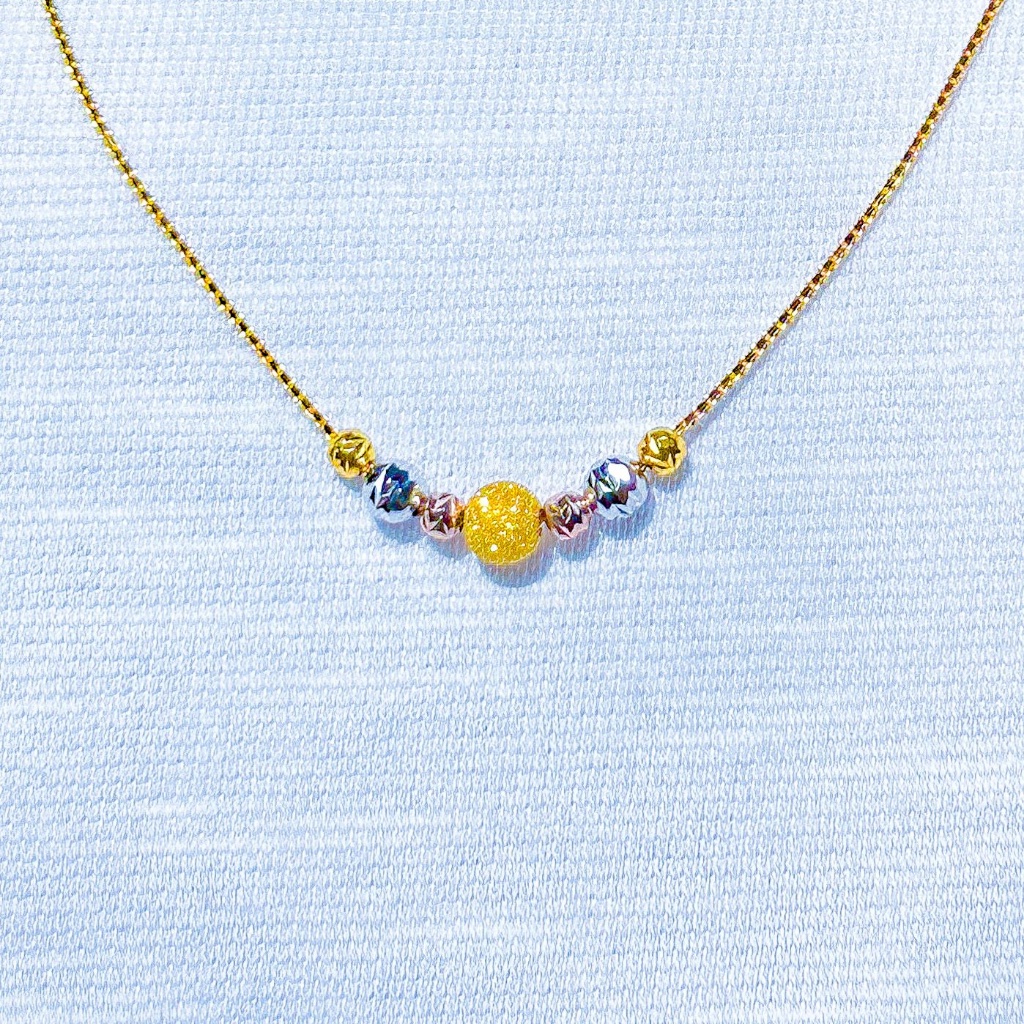 Kalung set anak dan dewasa emas asli kadar 700 70 16k boba santa liontin mix whitegold polos bola di