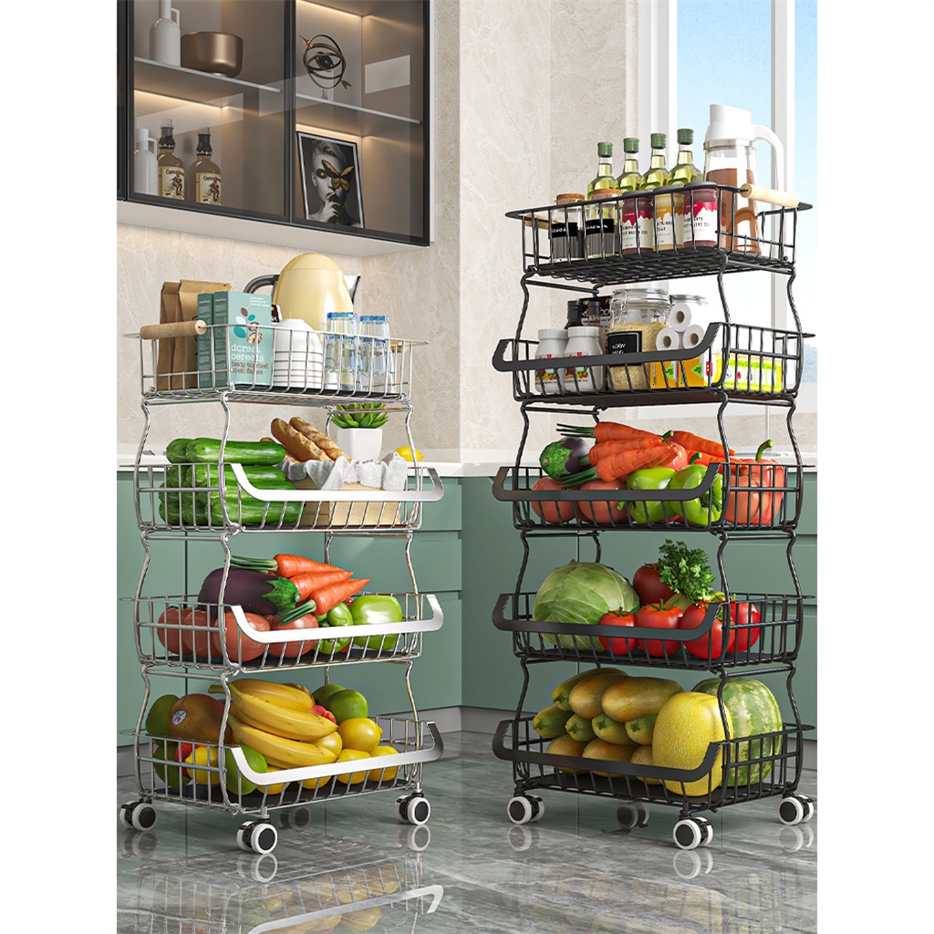 Rak dapur multifungsi rak keranjang buah dan sayuran Rak keranjang bawang keranjang sayur dan buah