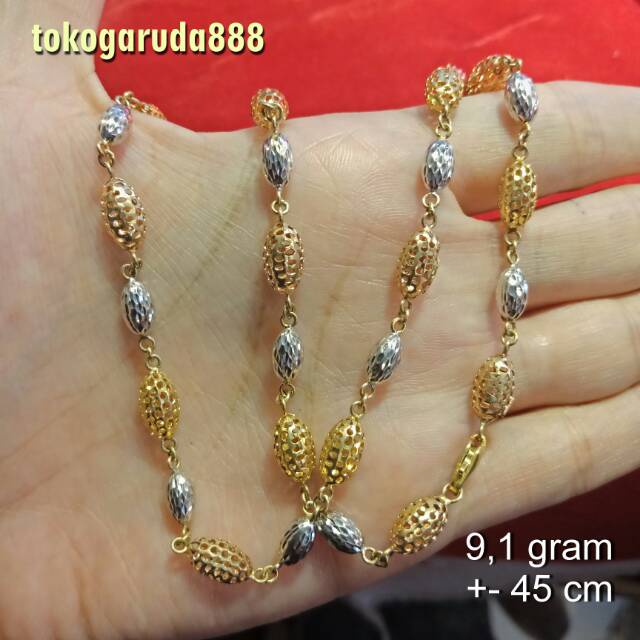 Kalung rantai tali anak dan dewasa emas asli kadar 700 70% 22 surabaya 3 dimensi warna gold whitegol