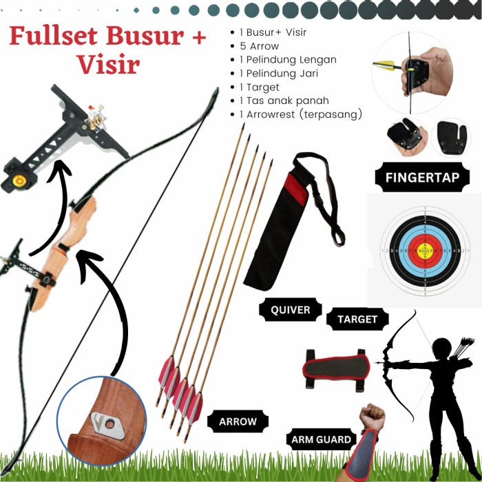Fullset Paket Panah Panahan Pemula Anak Visir