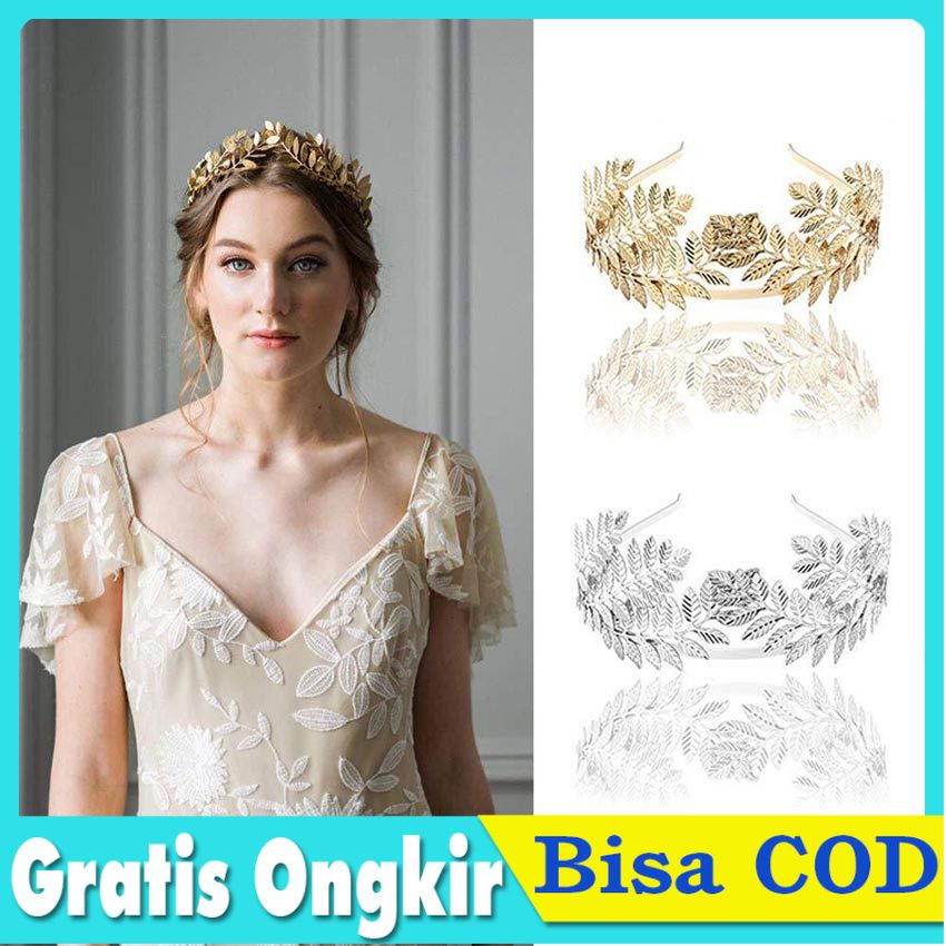 Mahkota daun emas / Headpiece Tiara Aksesoris Hiasan Kepala daun Yunani Romawi Bridal Pengantin