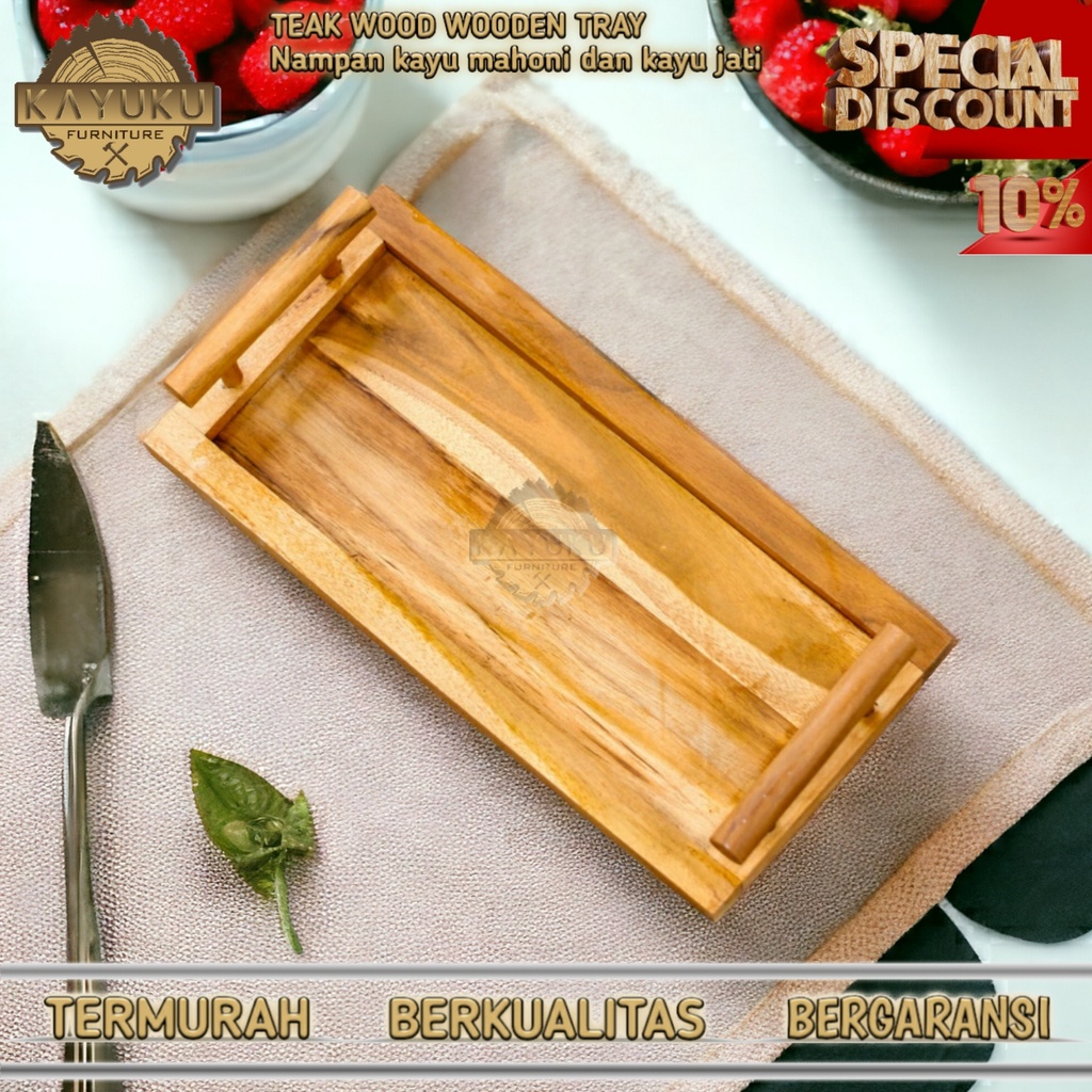 Nampan kayu jati premium teak wood 30x18x2 cm wooden tray nampan kayu  | nampan kayu jati | nampan j