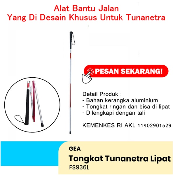 Tongkat Jalan Lipat Gea fs936l Tongkat Bantu Jalan Tuna Netra Lipat 4 Premium