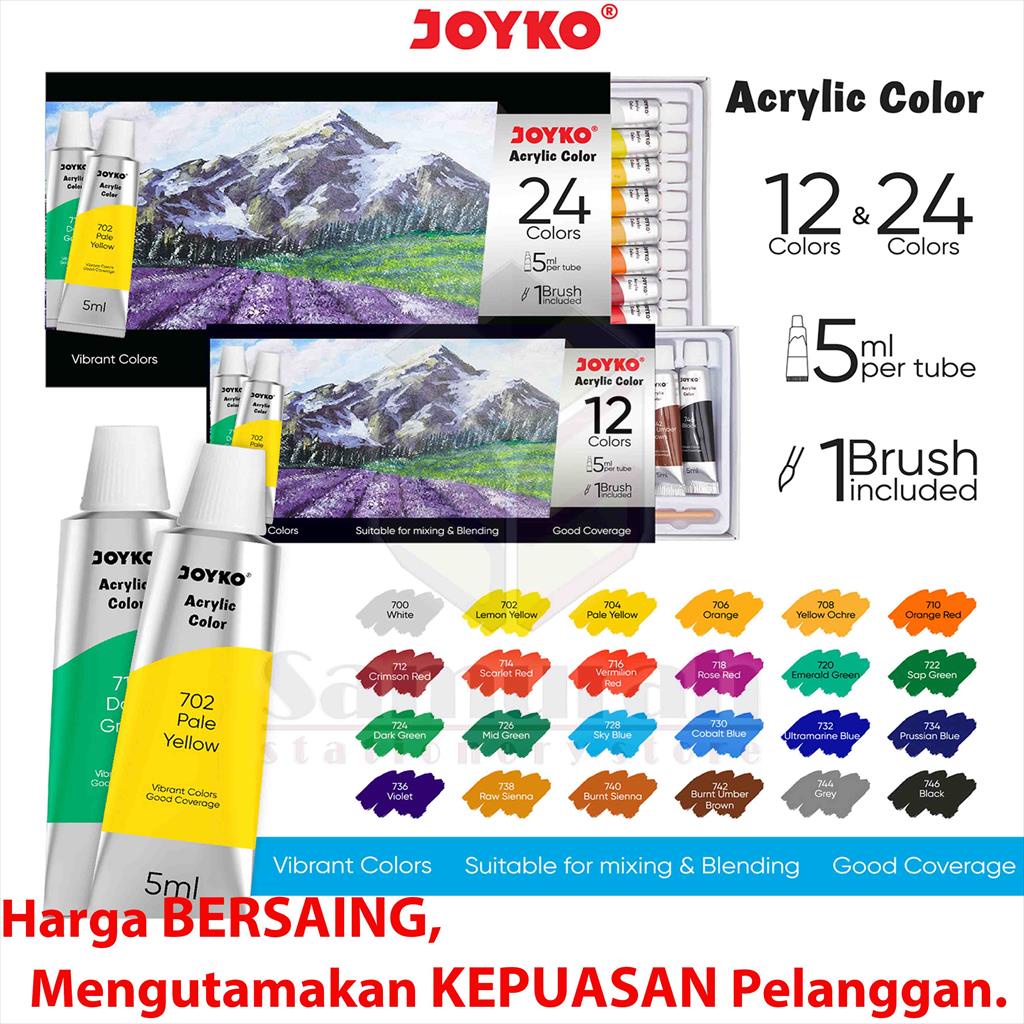 

H7Y Cat Akrylic Joyko ACC 5 isi 24 Warna / Acrylic Color 24 w ACC-5-12 / 1 set 24 Colours 5 ml