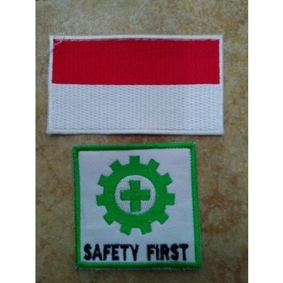 Emblem Logo Baju Safety bendera merah putih / Bendera k3 Safety Logo