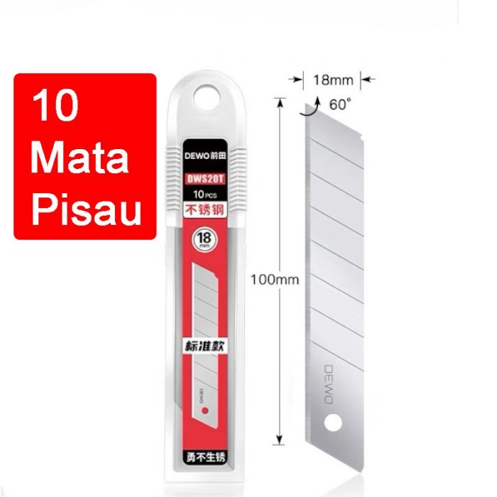 

AC00 6in1 Pisau Cutter 18mm multifungsi baja cuter besi stainless besar 10 - 10 Mata Pisau