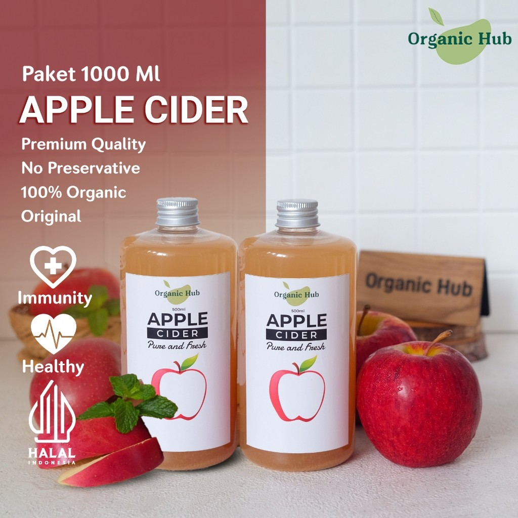 

Organic Hub Cuka Apel With Mother Organik Asli – Apple Cider Vinegar Murni Tanpa Campuran untuk Diet, Kesehatan & Kecantikan