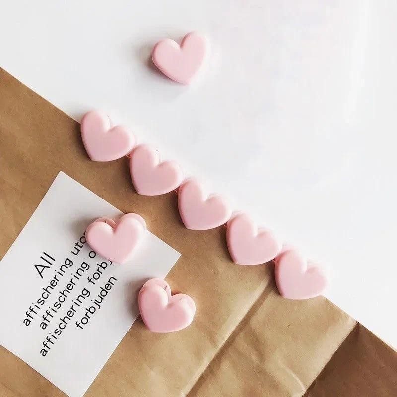 

6Pcs Plastic Pink Love Heart Planner Paper Clip Bookmark Cute Office Gadgets Desk Accessories Kawaii School Binding Stationery