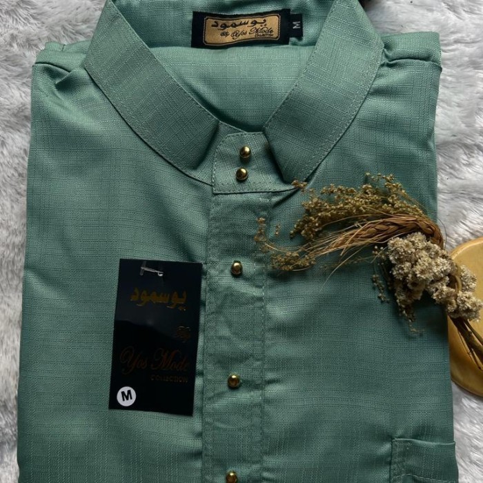✨E.SYO✨ - TERMURAH BAJU MELAYU PRIA MALAYSIA / STELAN TELUK BELANGA PAKAIAN KOKO MUSLIM - Hijau ward