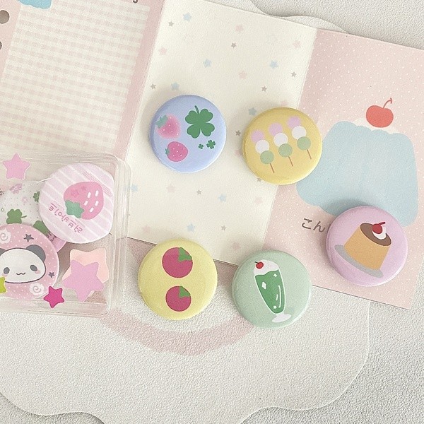 

5pcs 32mm Cute Mini Food Pattern Badge School Bag Notebook Decoration Brooch