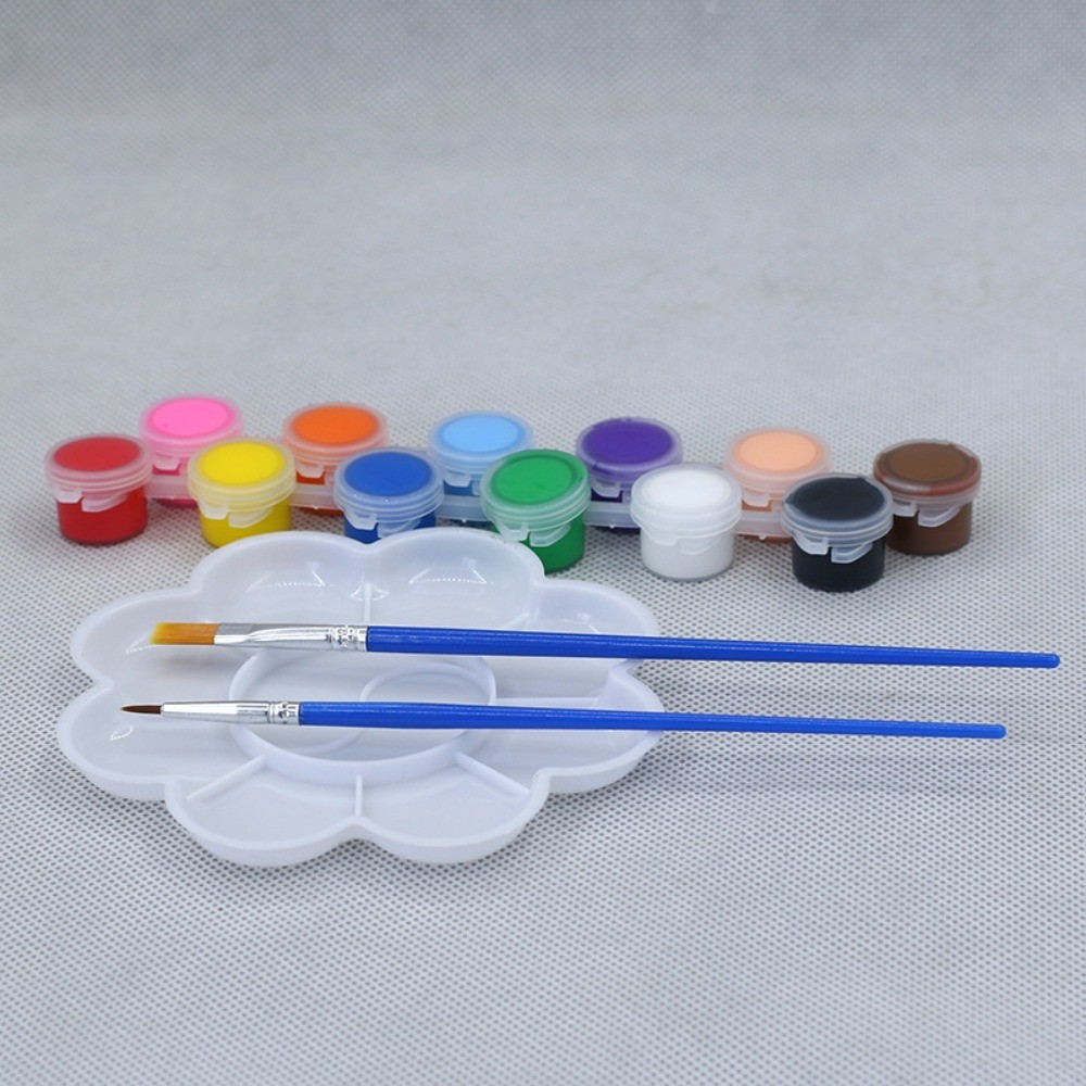 

With Palette 12 Colors Acrylic Paint Set Vibrant Homemade 12 Color Craft Paints Color Plaster DIY Acrylic Pigment Children's