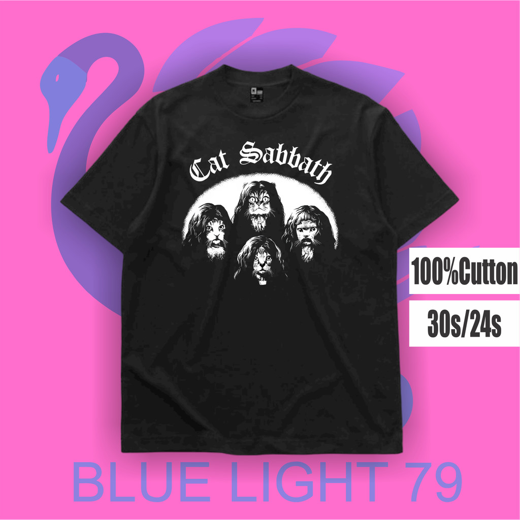 KAOS CAT SABBATH RAP TEE TSHIRT OVERSIZE BLACK SABBATH PARODI BAND ROCK METAL | T-SHIRT BAJU HITAM O