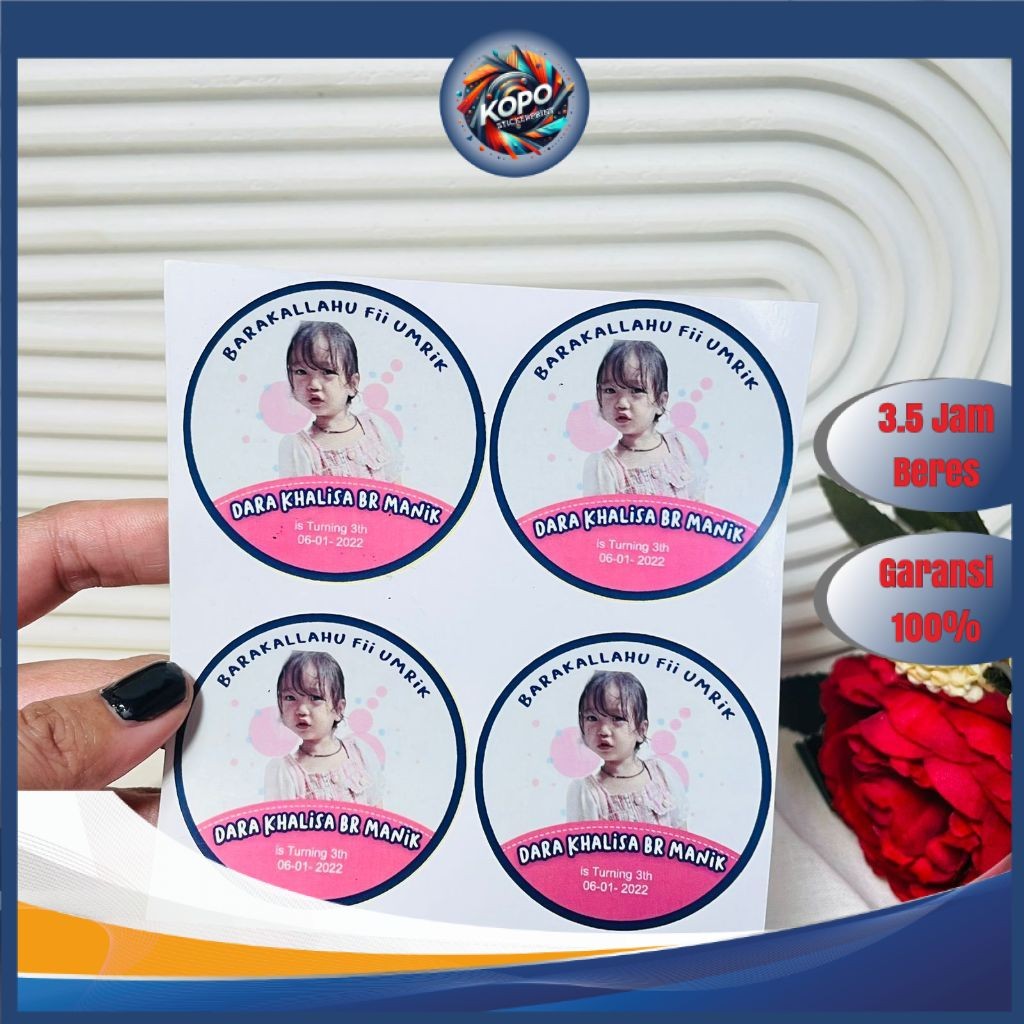 

KOPO 5-8 Print Stiker Vinyl Ulang Tahun Anak Sticker Label Undangan Happy Birthday Uk.Sedang