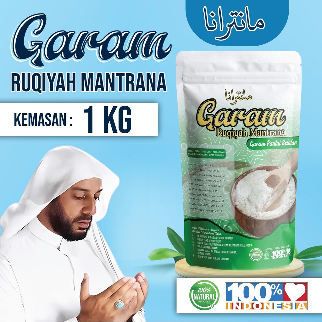 

Garam Ruqyah Mantrana 1kg - Menetralisir Aura Negatif, Energi, dan Gangguan Jin - Hitam, Food