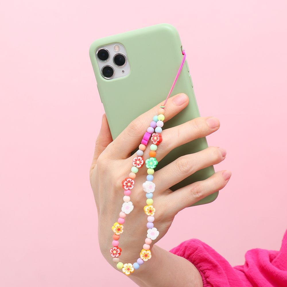 

Colorful Mobile Phone Chain Soft Clay Phone Lanyard Acrylic Pearl Rope Bohemia Phone Case Hanging Cord for Key Girls Lady Gift