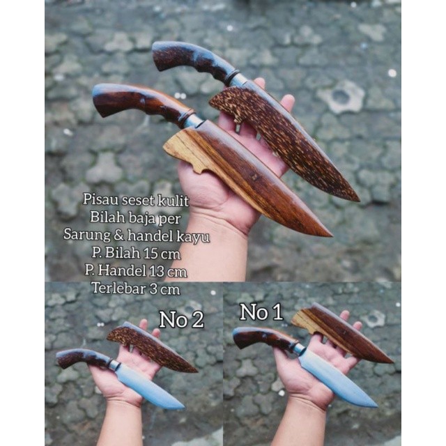 Pisau dapur seset kulit sarung kayu