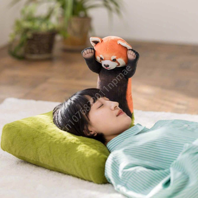 

Siesta-Cute Cartoon Raccoon Cushion Pillow, Plush Doll, Red Panda, Creative Home Gift, Ornament