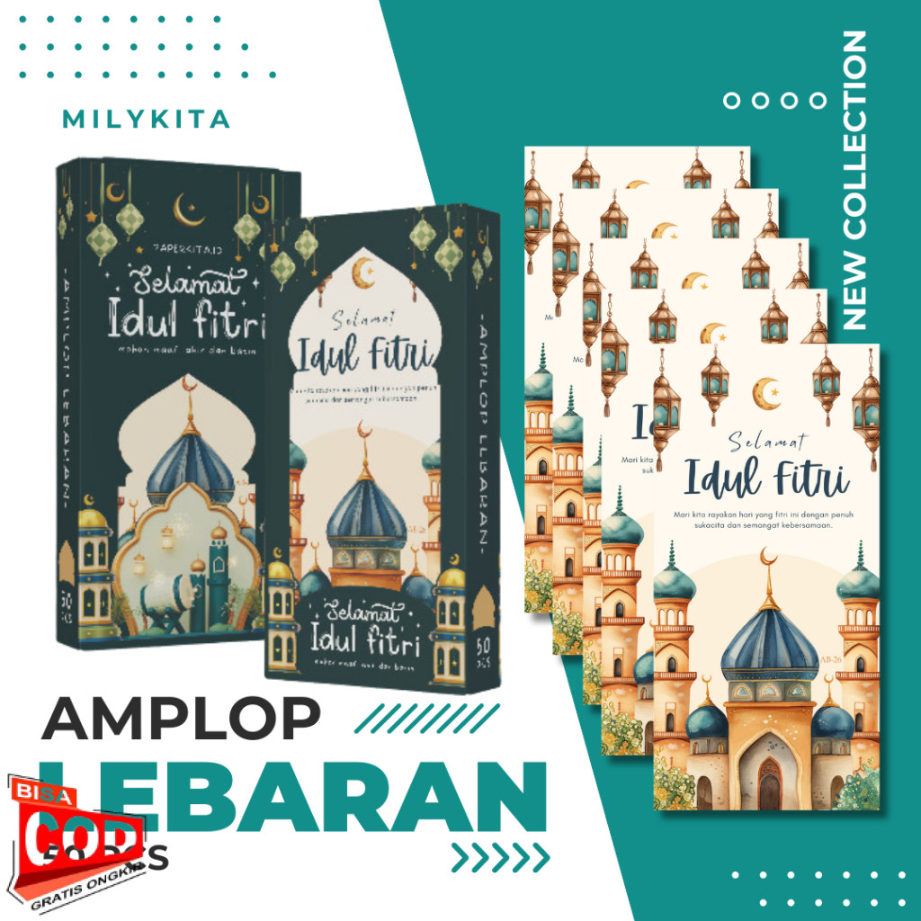

Amplop Lebaran Idul Fitri Besar Premium Box isi 50pcs Angpao Motif 2025 Uang Tanpa Dilipat