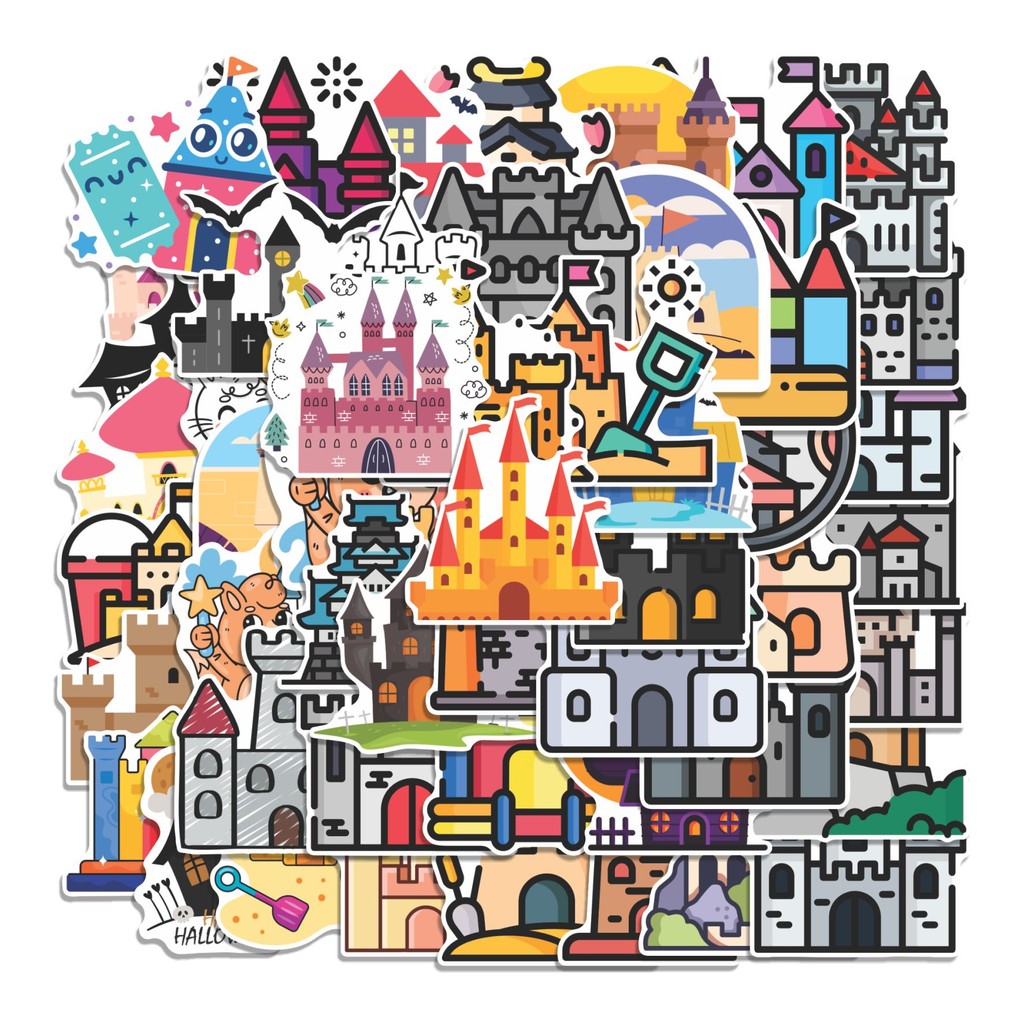 

COD 50 Pcs Stiker Istana (Castle) Lucu Anti Air Untuk Dekorasi Notebook Sepeda Skateboard Handphone